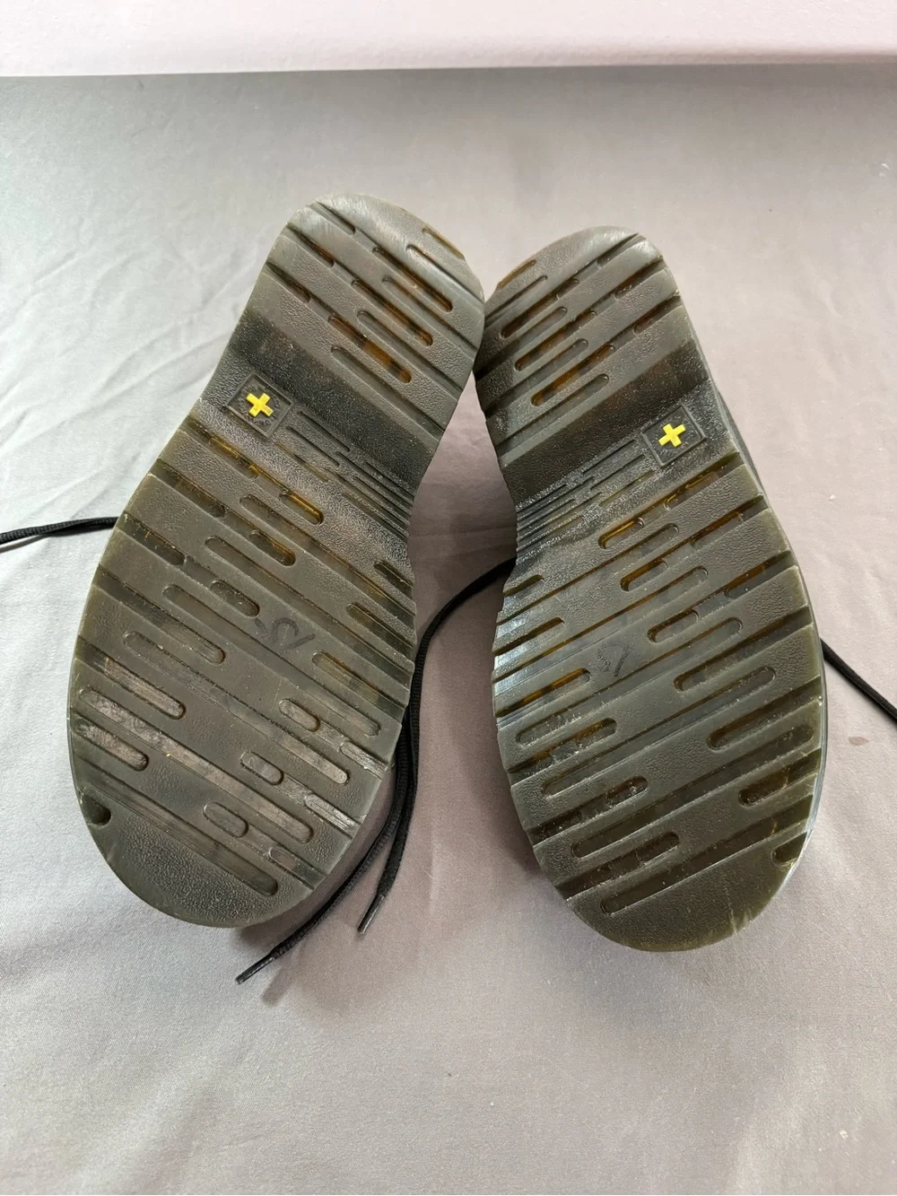 Dr. Martens Black Leather Derby with Yellow Stitching